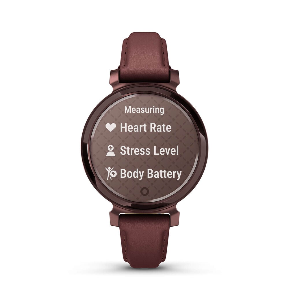 Garmin Lily® 2 Classic Dark Bronze Bezel Mulberry Leather Strap Watch image number 1
