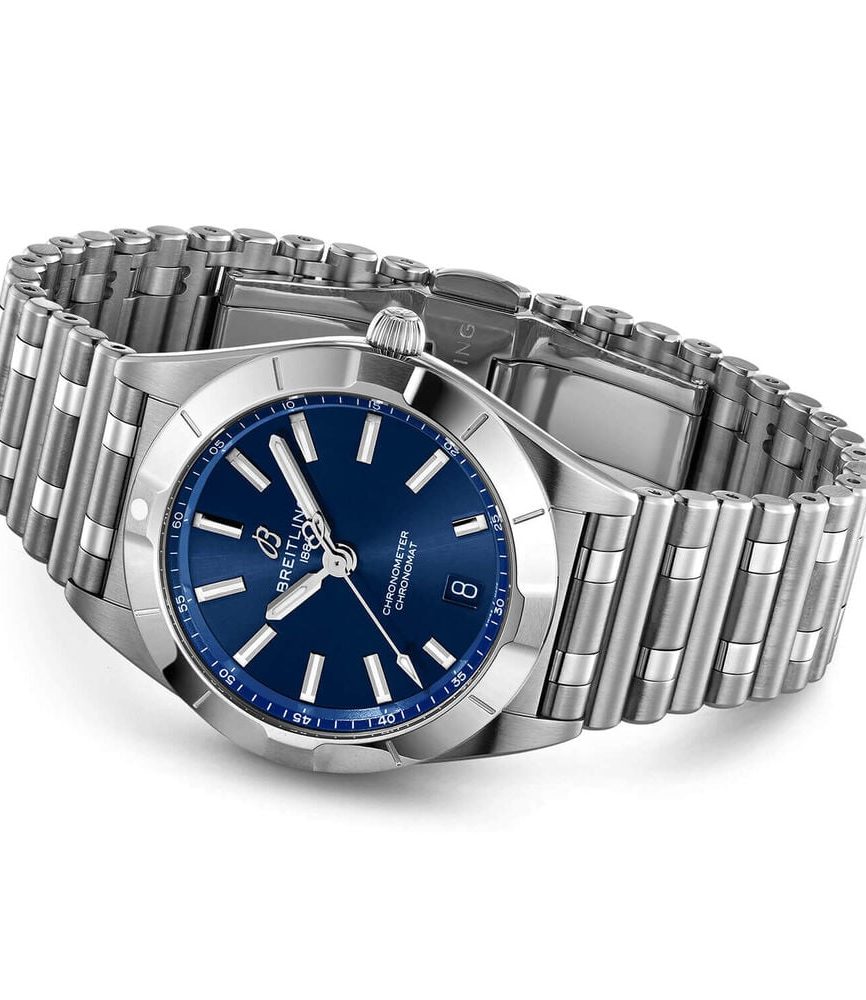 Breitling Chronomat 32mm Blue Dial Steel Case Ladies Bracelet Watch image number 2