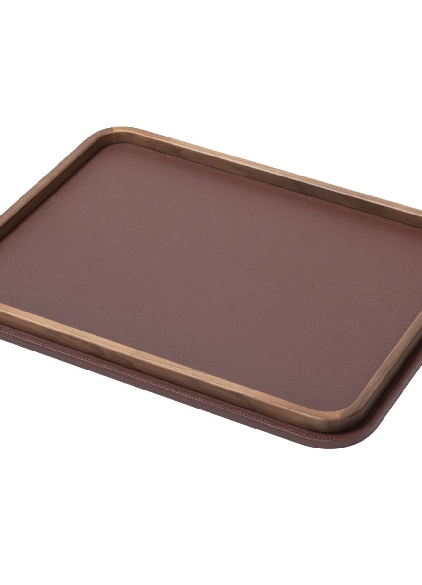 Poltrona Frau, Trays collection, Rectangular rounded tray large, burgundy