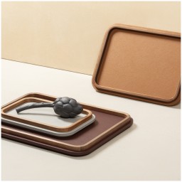 Poltrona Frau, Trays collection, Rectangular rounded tray large, burgundy