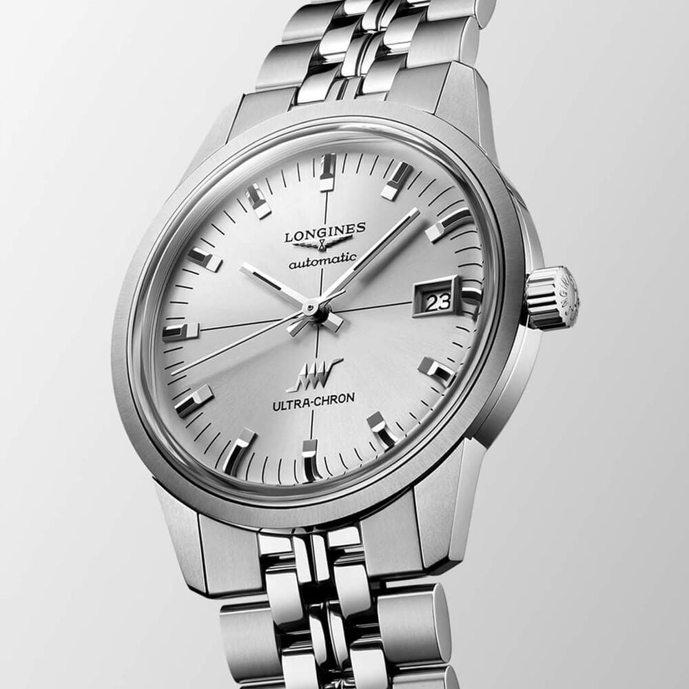 Longines Heritage Ultra-Chron Classic 37mm Silver Dial Steel Bracelet Watch image number 2