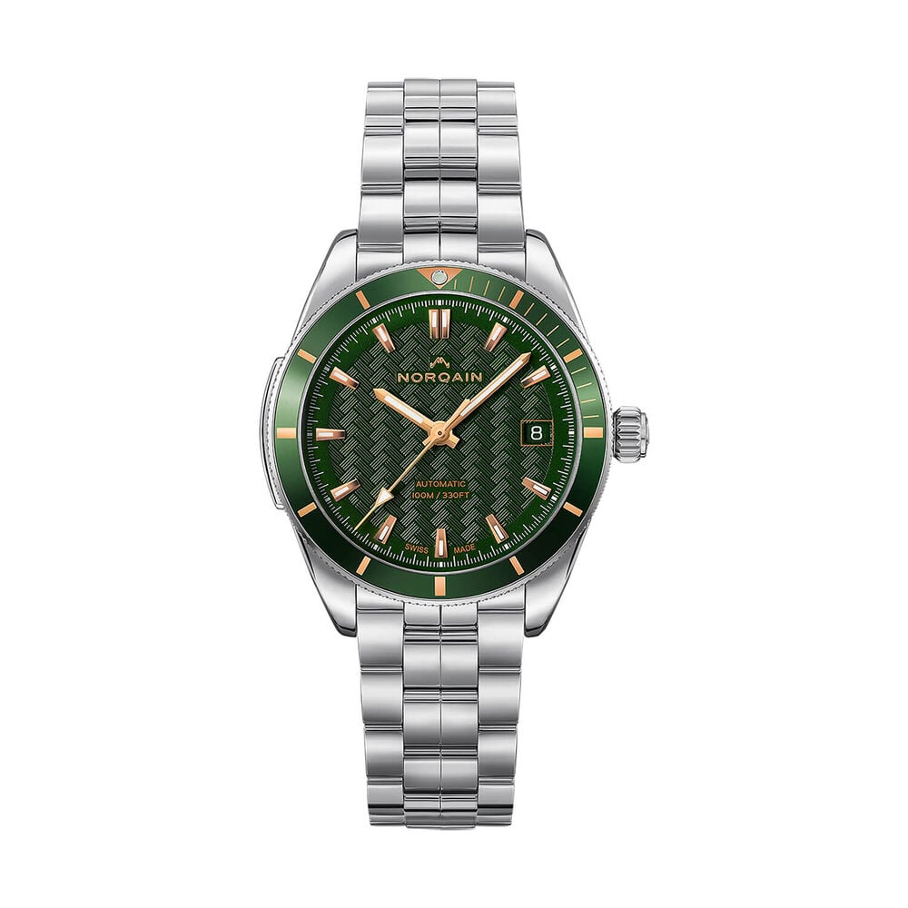 NORQAIN Adventure Sport Automatic 37mm Green Pattern Dial Stainless Steel Bracelet Watch image number 0