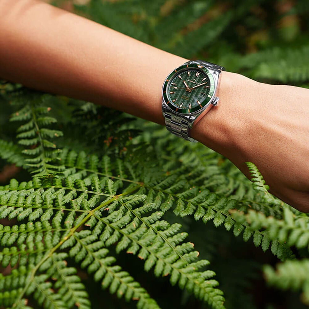 NORQAIN Adventure Sport Automatic 37mm Green Pattern Dial Stainless Steel Bracelet Watch image number 2