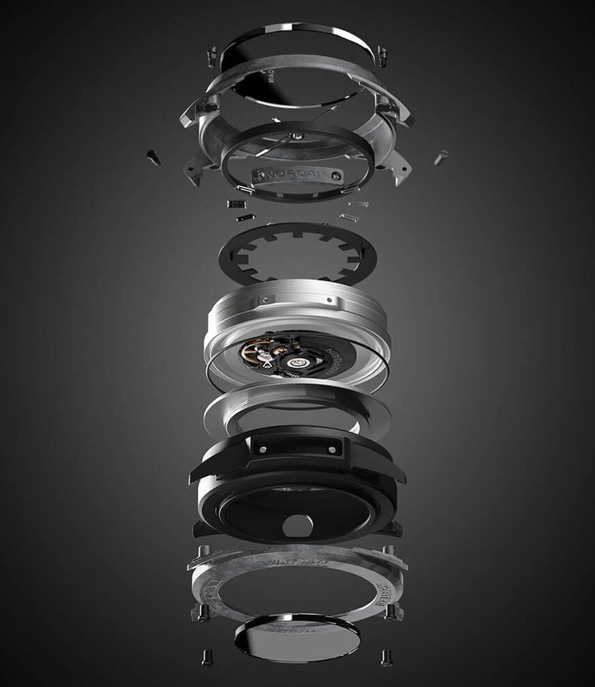 NORQAIN Wild ONE Skeleton 42mm Dial Black Rubber Strap Watch image number 3