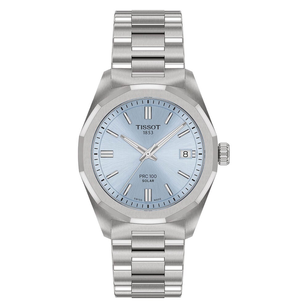 Tissot PRC 100 Solar 34mm Blue Dial Stainless Steel Bracelet Watch image number 0